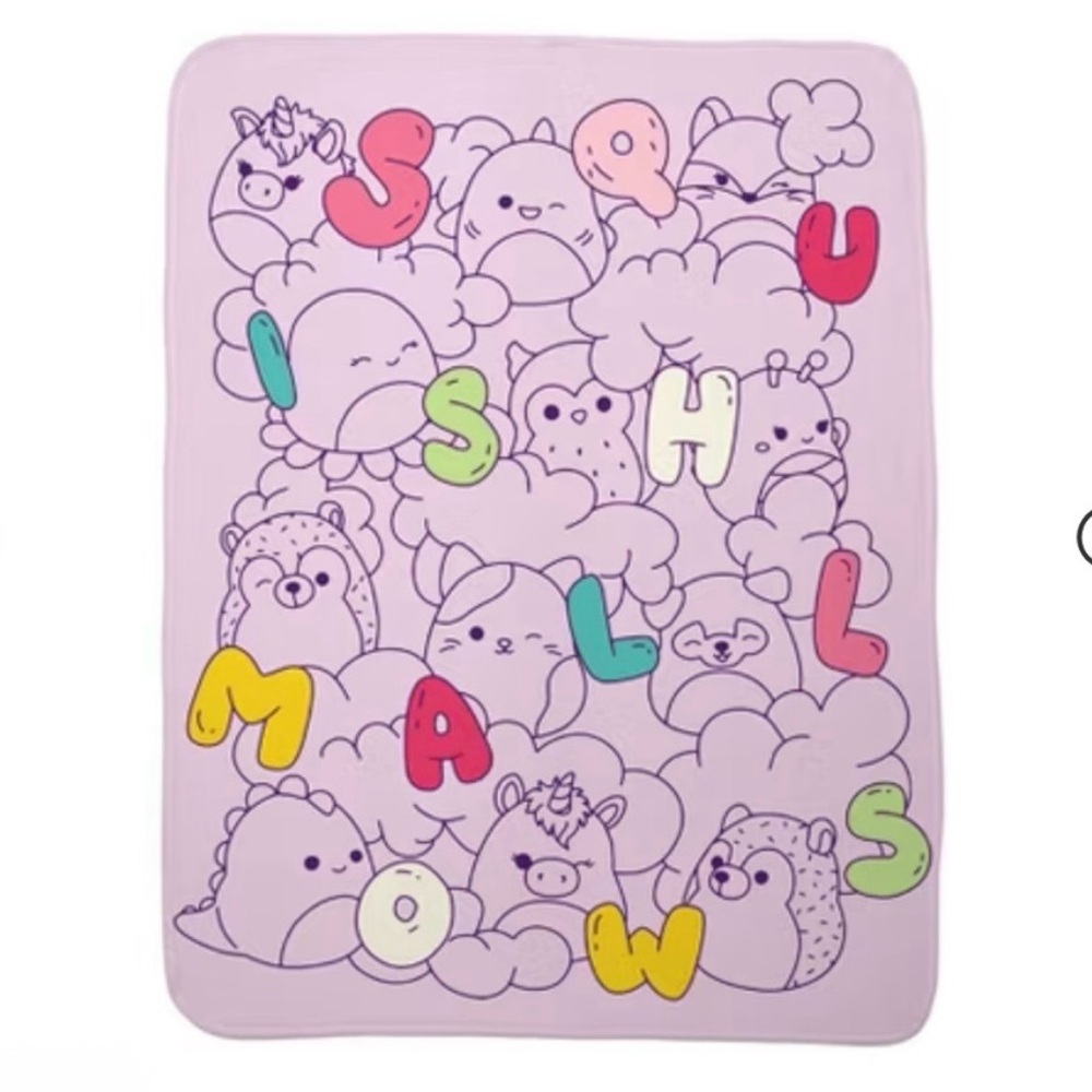 Squishmallows Super Soft Throw Blanket with  Colorful Letters 46”x60”